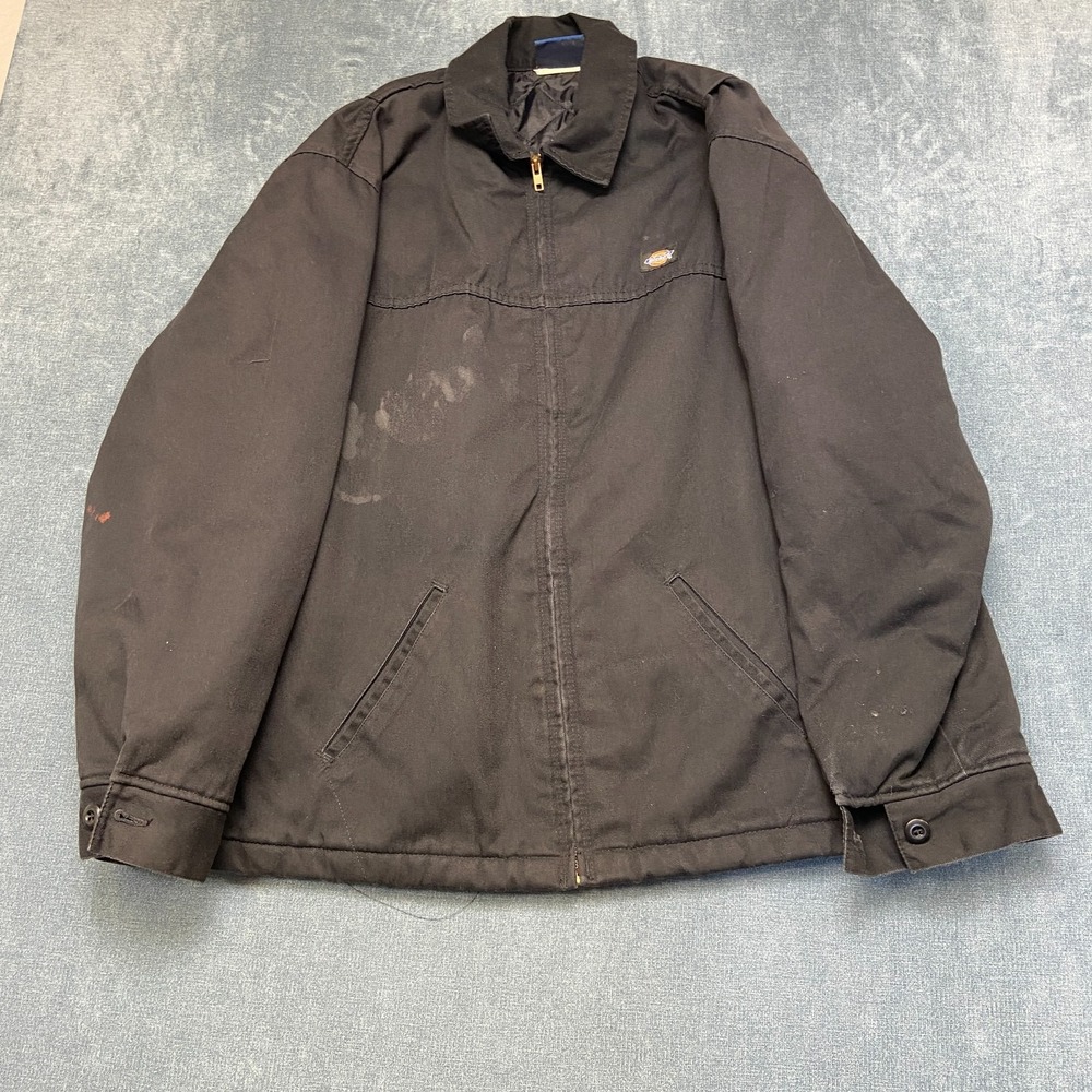 Vintage Dickies Jacket Mens 2XL Black Long Sleeve Pockets Winter Full Zip